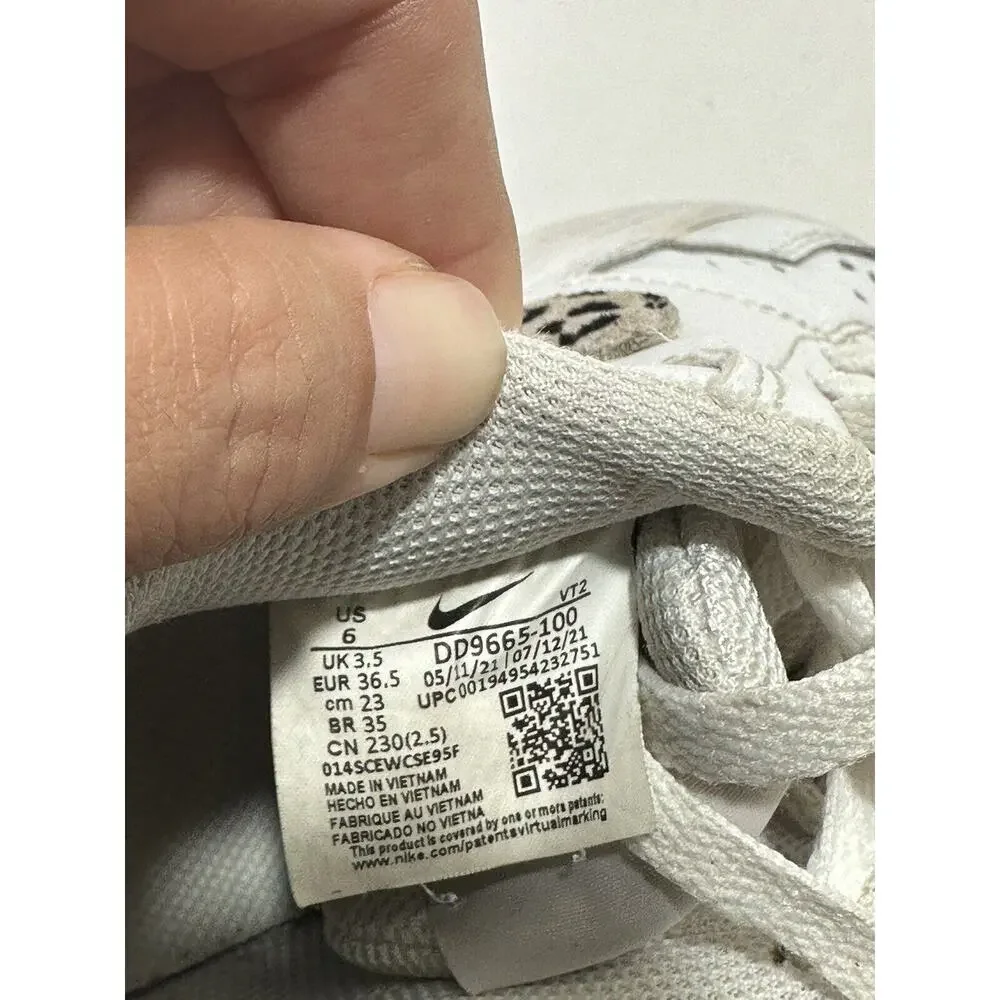 Nike Court Vision Womens Sz 6 Shoes White Brown Classic Low Top Trainer Sneakers